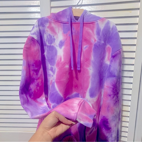 Pink and purple tie dye hoodie - Picture 4 of 4